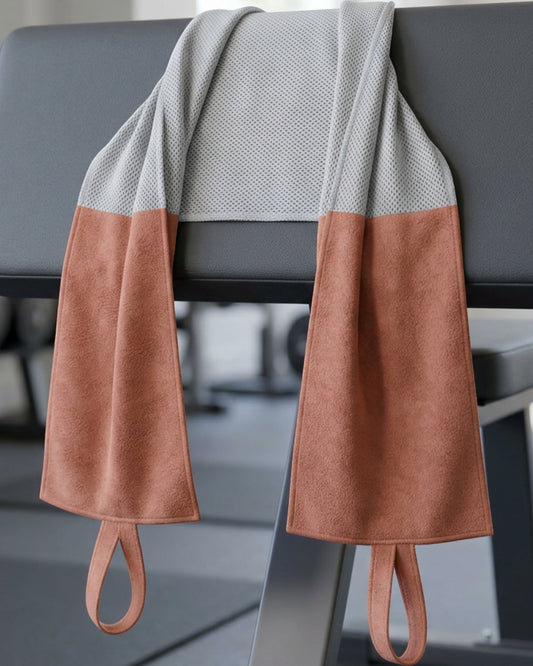 Mvkth Dual-End Neck Training Towel with Center Mesh Panel 108 x 22 cm Terracotta Gray - Lifestyle view